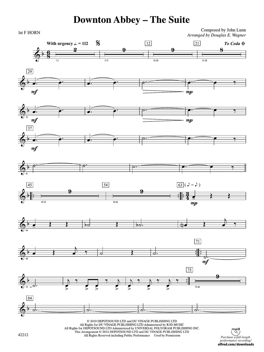 Downton Abbey -- The Suite: 1st F Horn