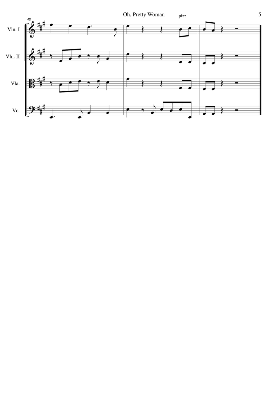 Oh, Pretty Woman Oh, Pretty Woman String Quartet scores gallery preview page 5