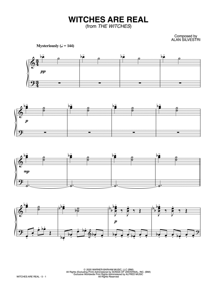 Witches Are Real (from The Witches) Piano Solo scores gallery preview page 1
