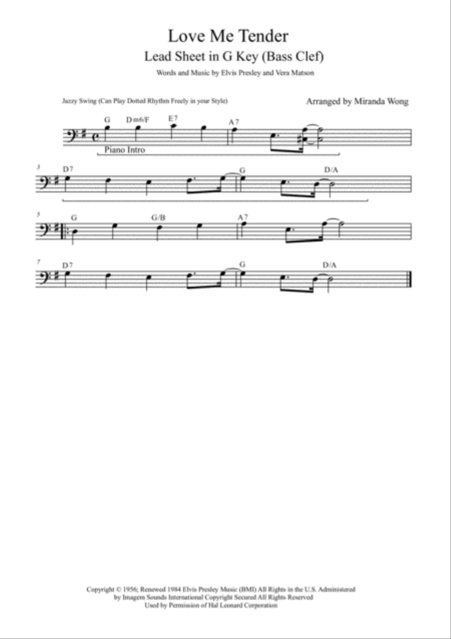 Love Me Tender Trombone Duet scores gallery preview page 1