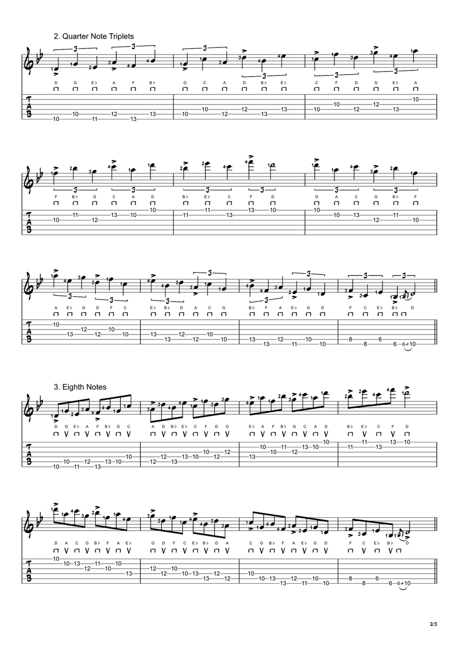 D Phrygian Mode Exercises - Ascending and Descending in 4ths Acoustic Guitar scores gallery preview page 2