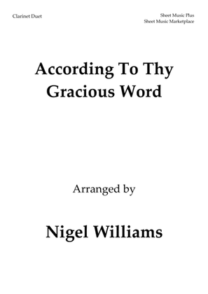 Book cover for According To Thy Gracious Word, for Clarinet Duet
