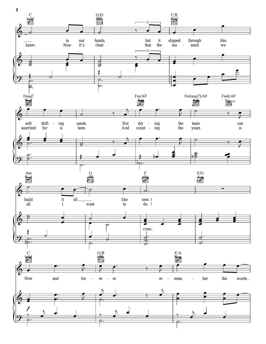Now And Forever Piano, Vocal, Guitar scores gallery preview page 2