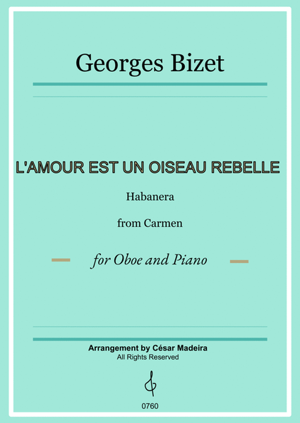 Habanera from Carmen by Bizet - Oboe and Piano (Full Score and Parts) image number null