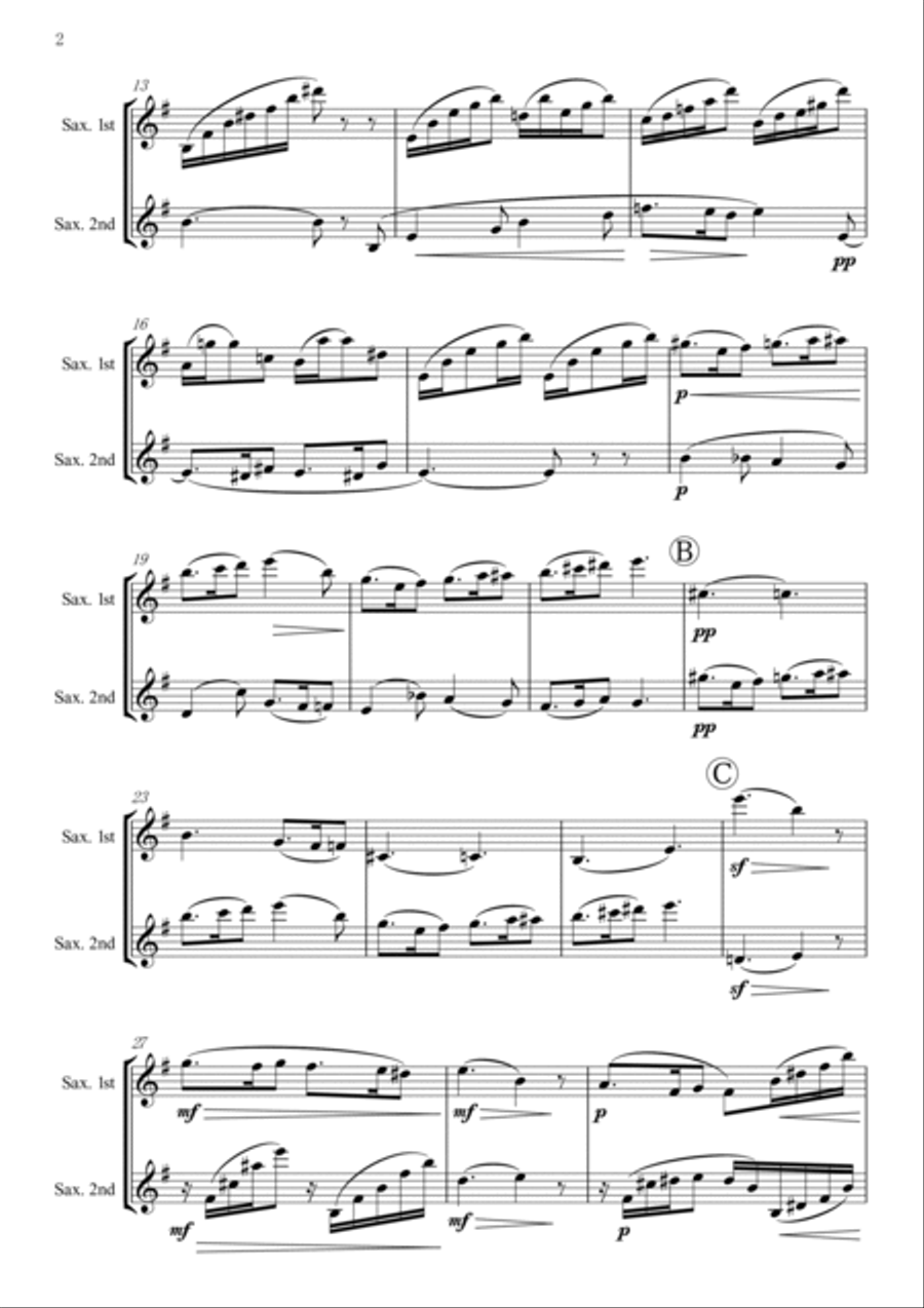 Sicilienne for 2 Saxophones Woodwind Duet scores gallery preview page 2