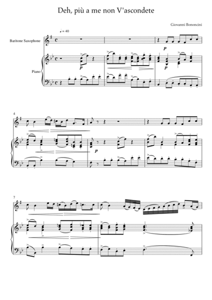 Giovanni Bononcini - Deh pi a me non v_asondete (Piano and Baritone Sax) image number null