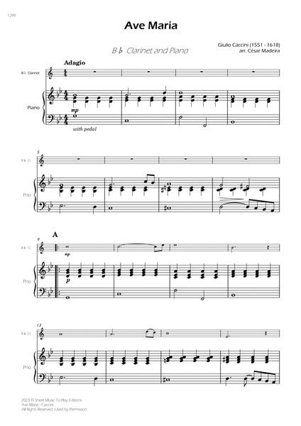 Caccini - Ave Maria - Bb Clarinet and Piano (Full Score) image number null