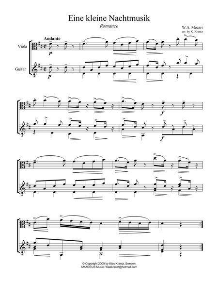 Romance from Eine kleine Nachtmusik for viola and guitar image number null
