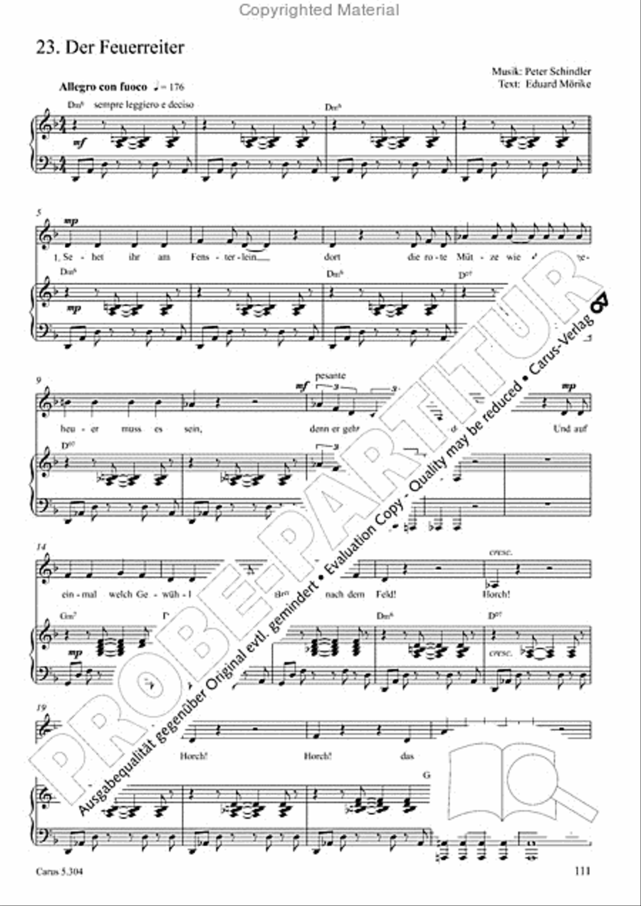 Schindler: Rosenzeit. Ein Liederzyklus uber die Liebe. Chansons fur Singstimme und Klavier Piano scores gallery preview page 112