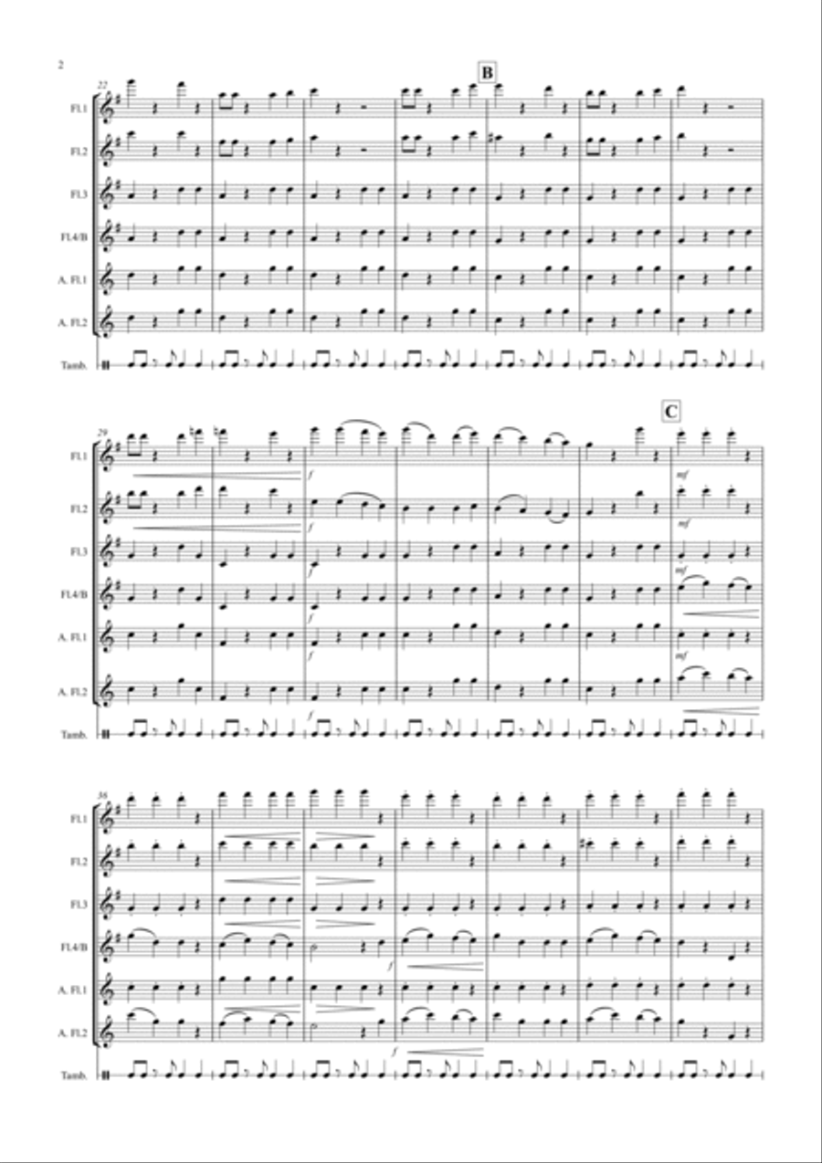 Little Tango for Beginning Flute Quartet Flute Quartet scores gallery preview page 2