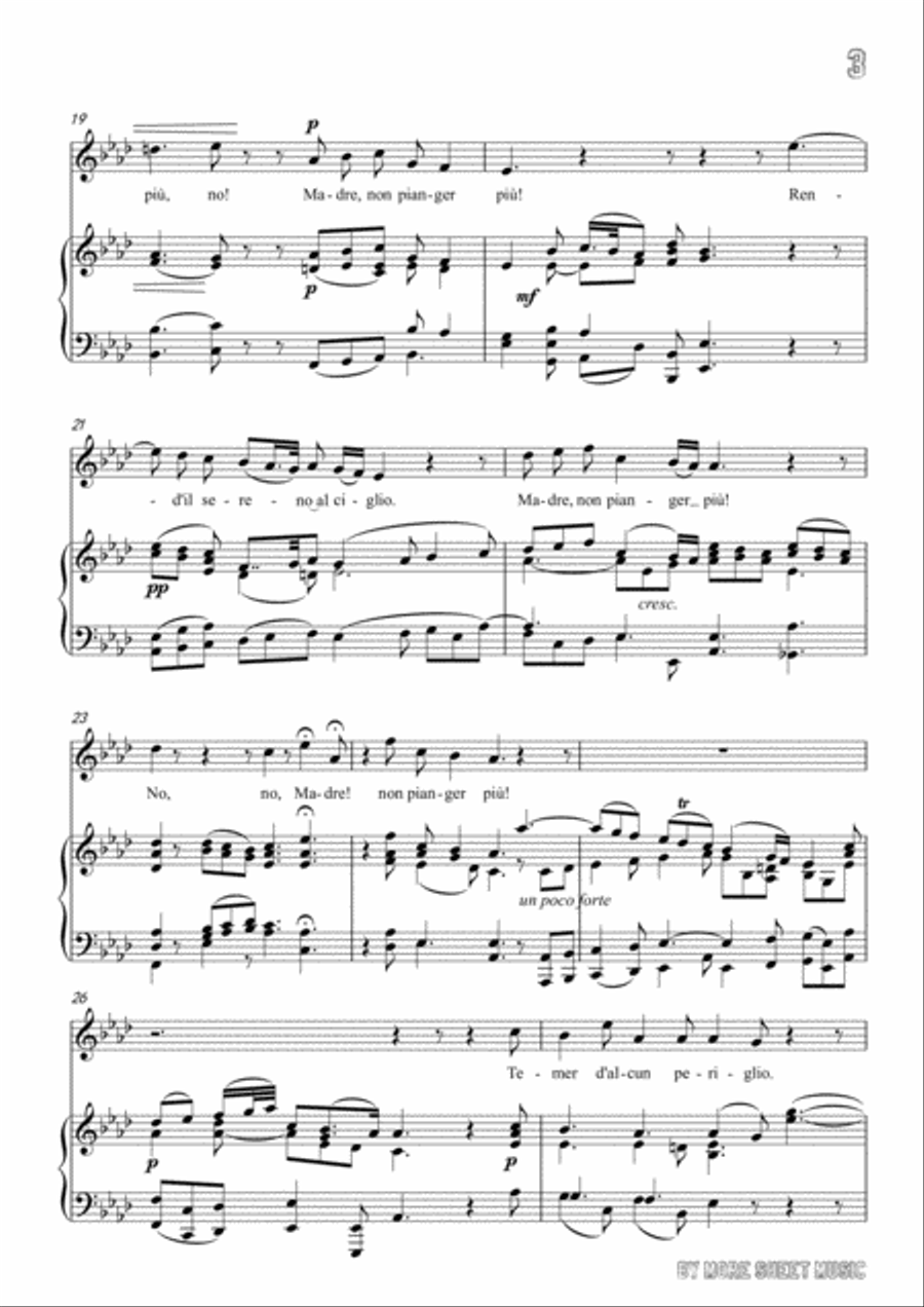 Handel-Rasserena,o Madre…Rend'il sereno al ciglio in e flat minor,for Voice and Piano Voice Solo scores gallery preview page 5