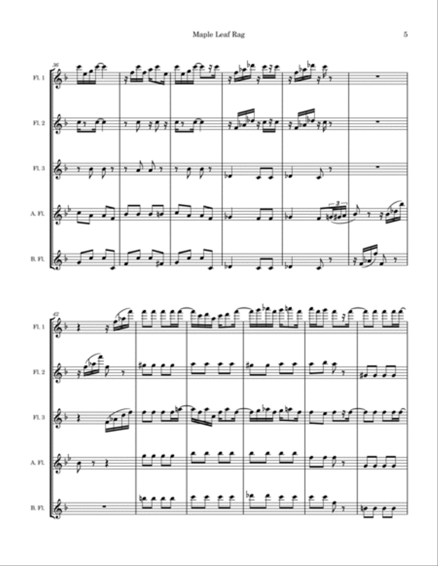 Maple Leaf Rag for Flute Choir Flute Choir scores gallery preview page 5