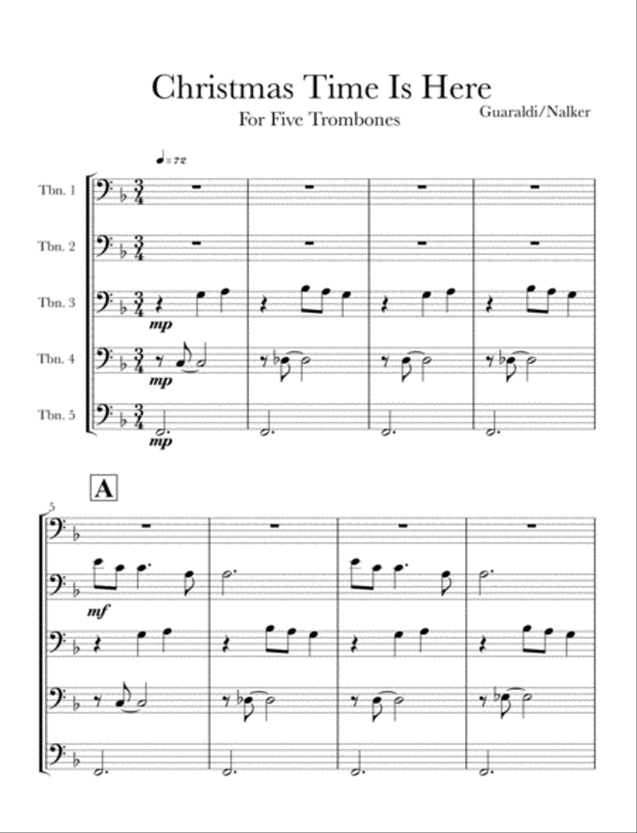 Christmas Time Is Here Brass Ensemble scores gallery preview page 1