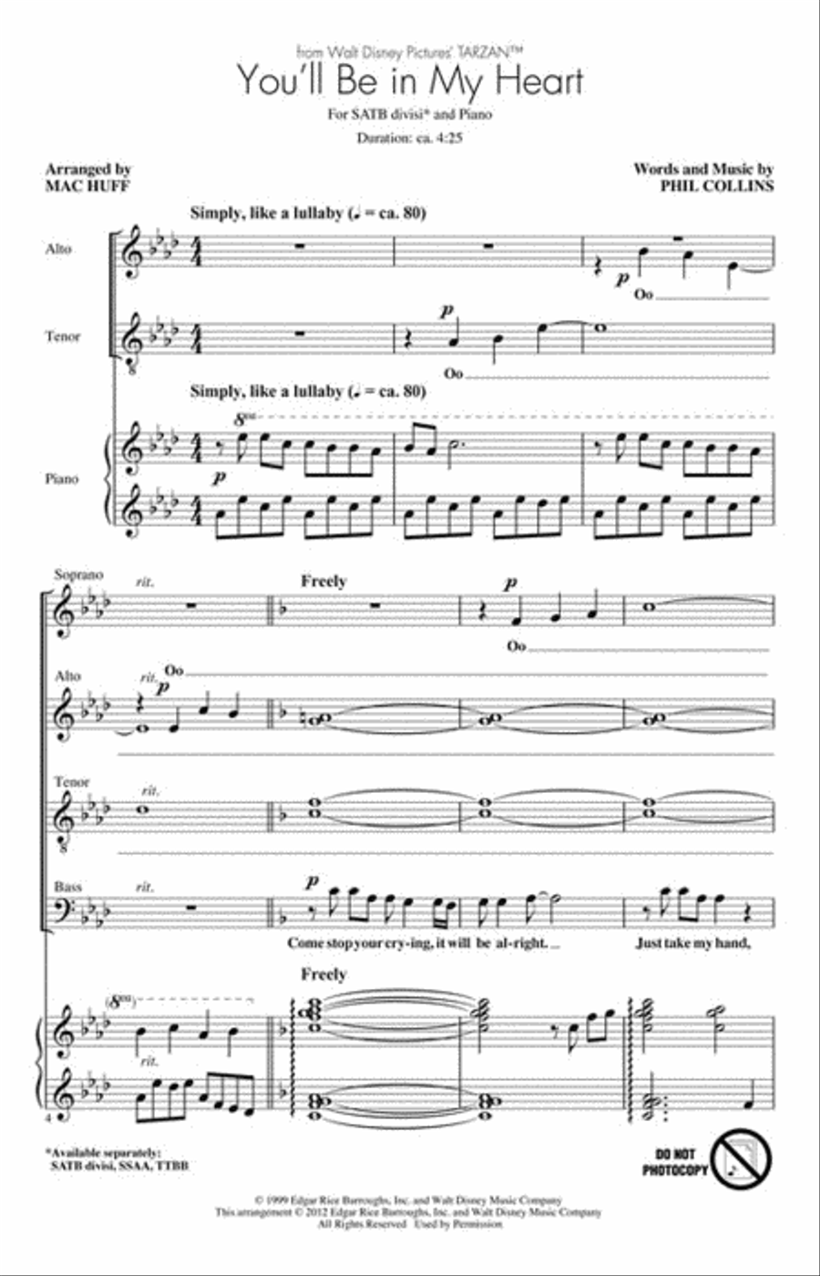 You'll Be in My Heart You'll Be in My Heart Divisi scores gallery preview page 2