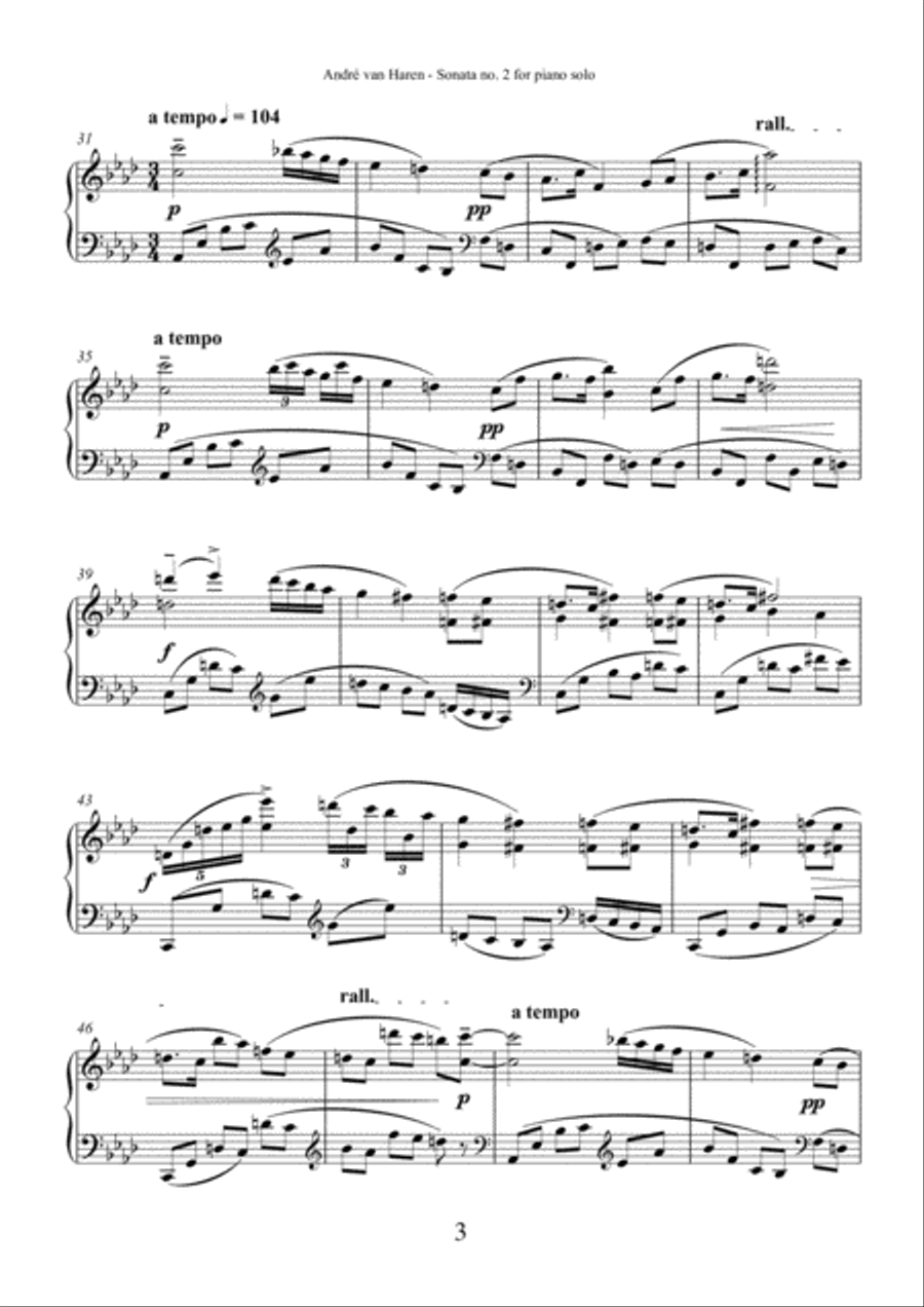 Piano sonata no. 2 in D flat Major - The Golden Anniversary Piano Solo scores gallery preview page 3