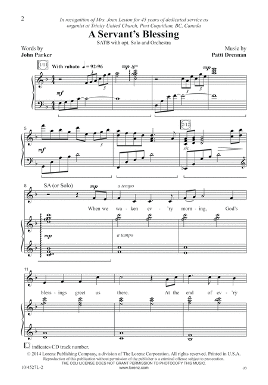A Servant's Blessing A Servant's Blessing 4-Part scores gallery preview page 2