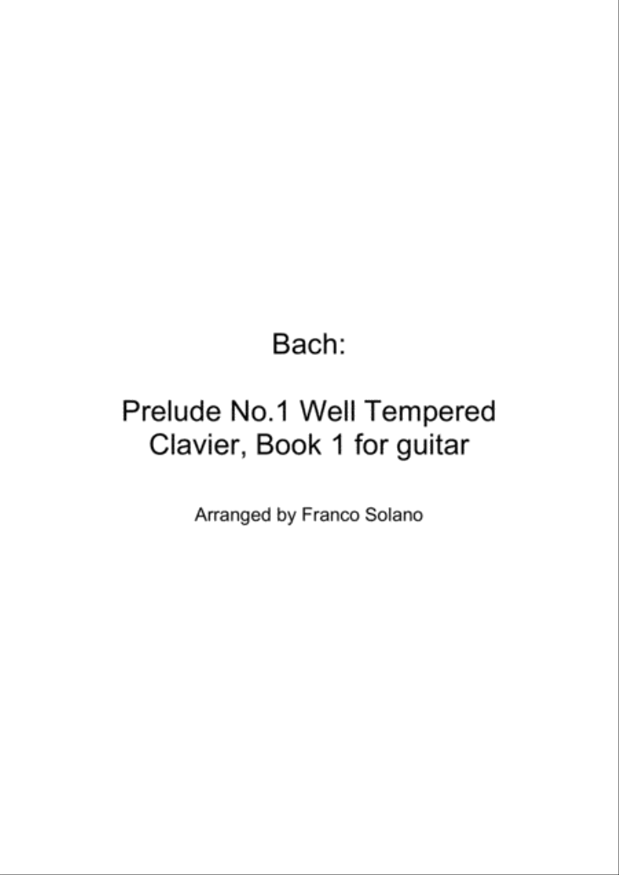 Bach Prelude No.1 Well Tempered Clavier, Book 1 for guitar Classical Guitar scores gallery preview page 1