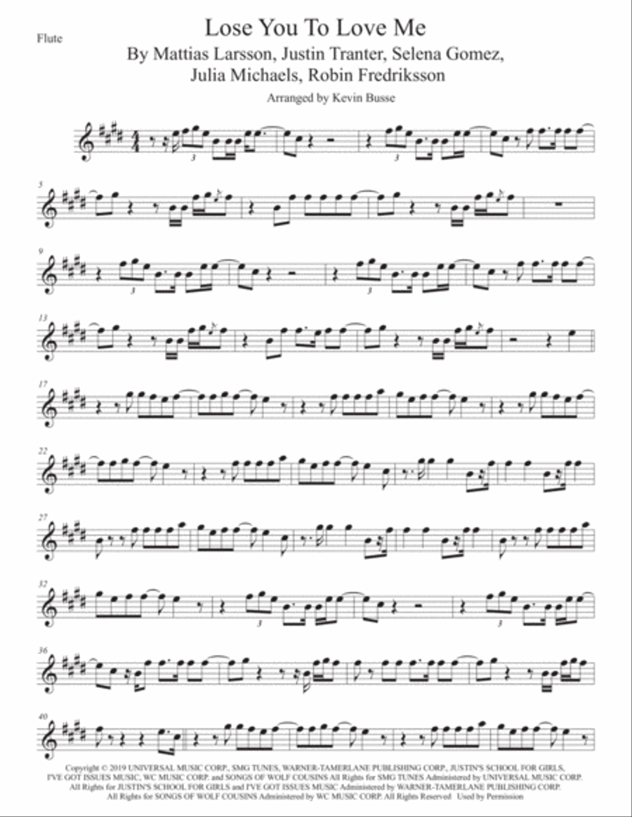 Lose You To Love Me Lose You To Love Me Flute Solo scores gallery preview page 1