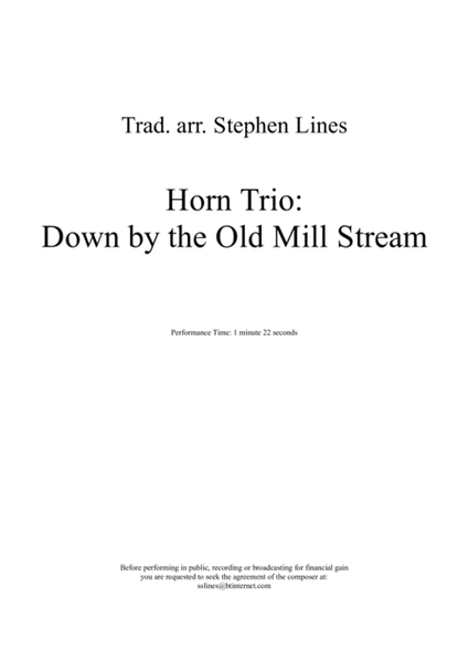Down by the Old Mill Stream for Horn trio image number null