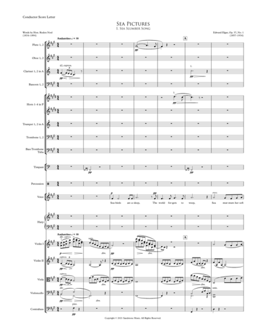 Sea Pictures, Op. 37 Score and Parts (Letter Size) (Original higher keys for soprano)