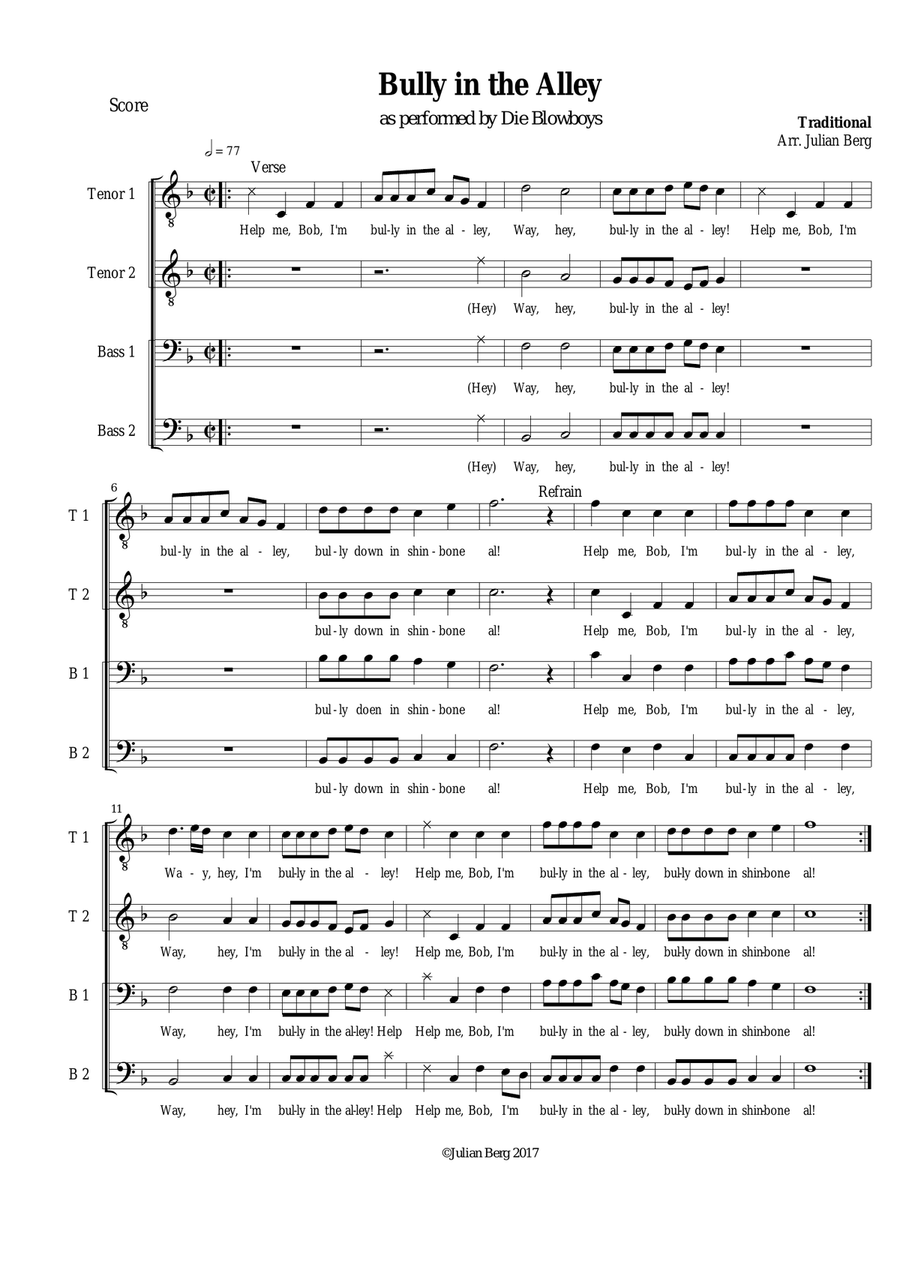 Bully in the Alley (TTBB) - Sea shanty arranged for men's choir (as performed by Die Blowboys) TTBB scores gallery preview page 2