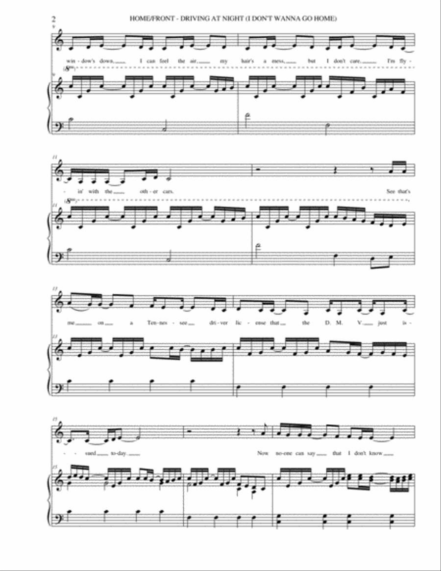 Driving at Night (I Don't Wanna Go Home) Soprano Voice scores gallery preview page 2