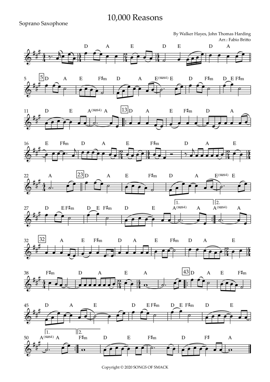 10000 Reasons Soprano Saxophone scores gallery preview page 1