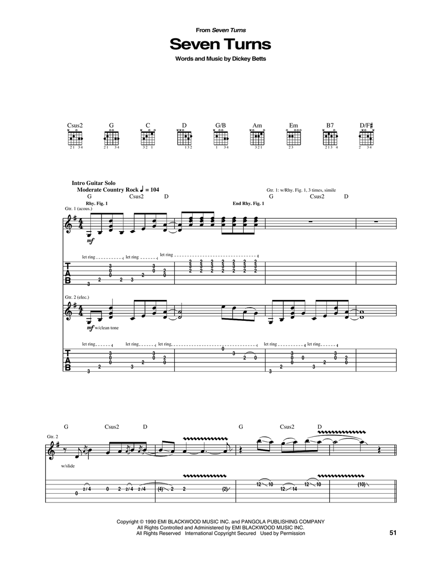 Seven Turns Acoustic Guitar scores gallery preview page 1