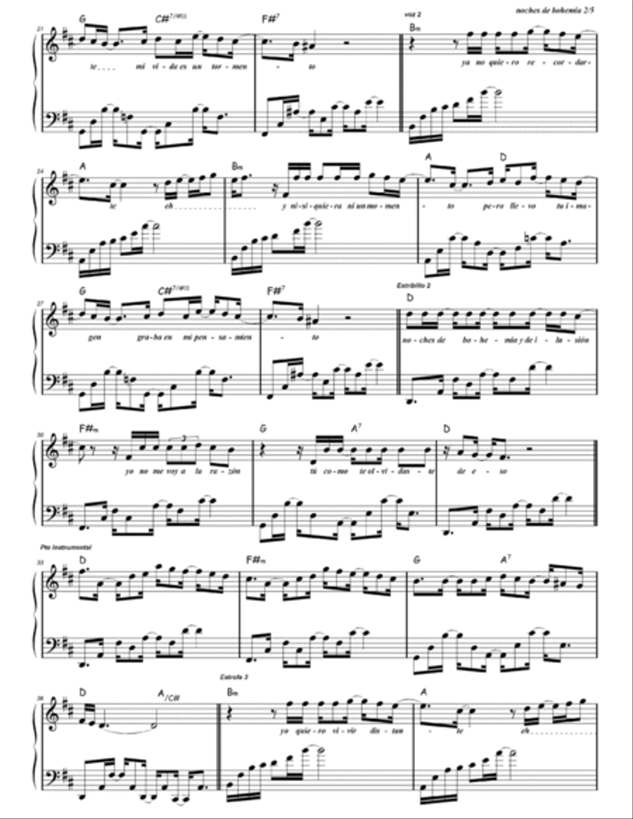 Noches De Bohemia Piano Solo scores gallery preview page 2