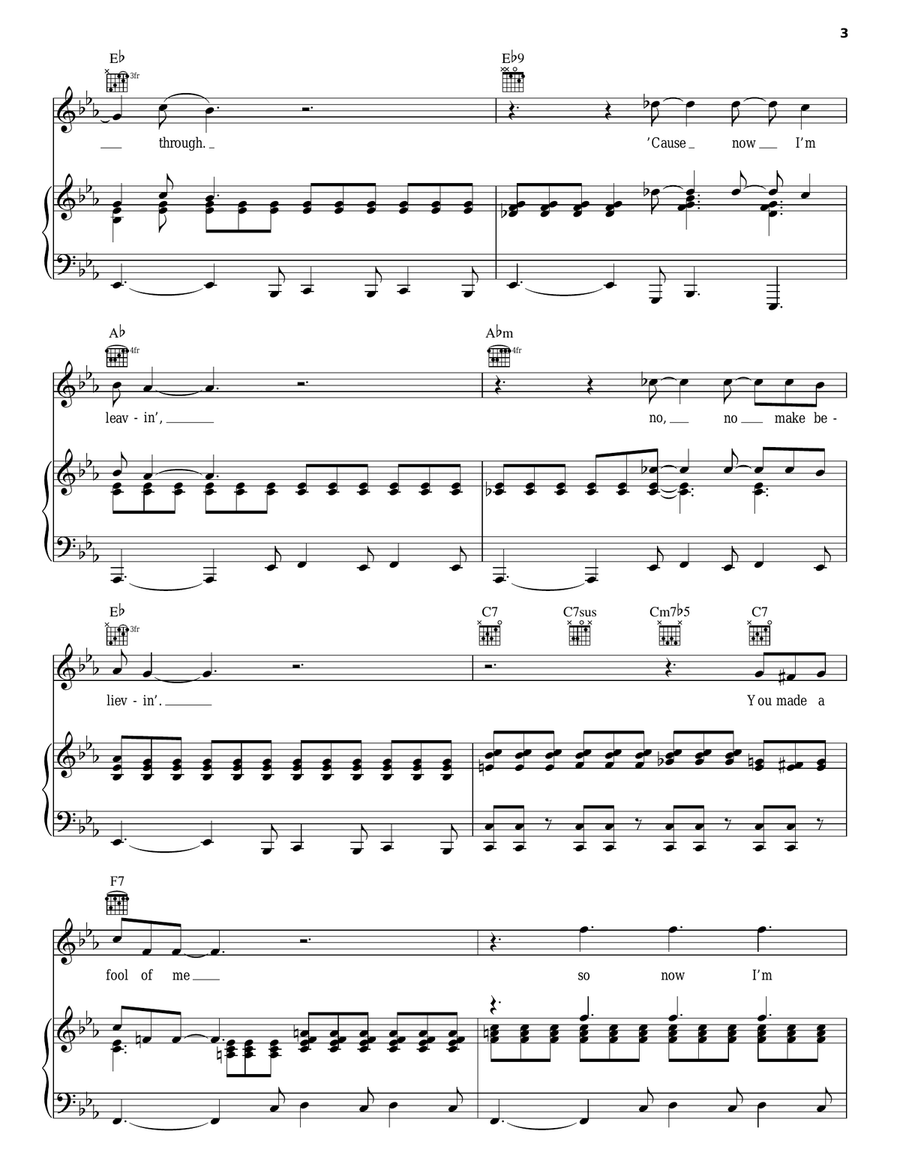 Cry For Me Piano, Vocal, Guitar scores gallery preview page 3