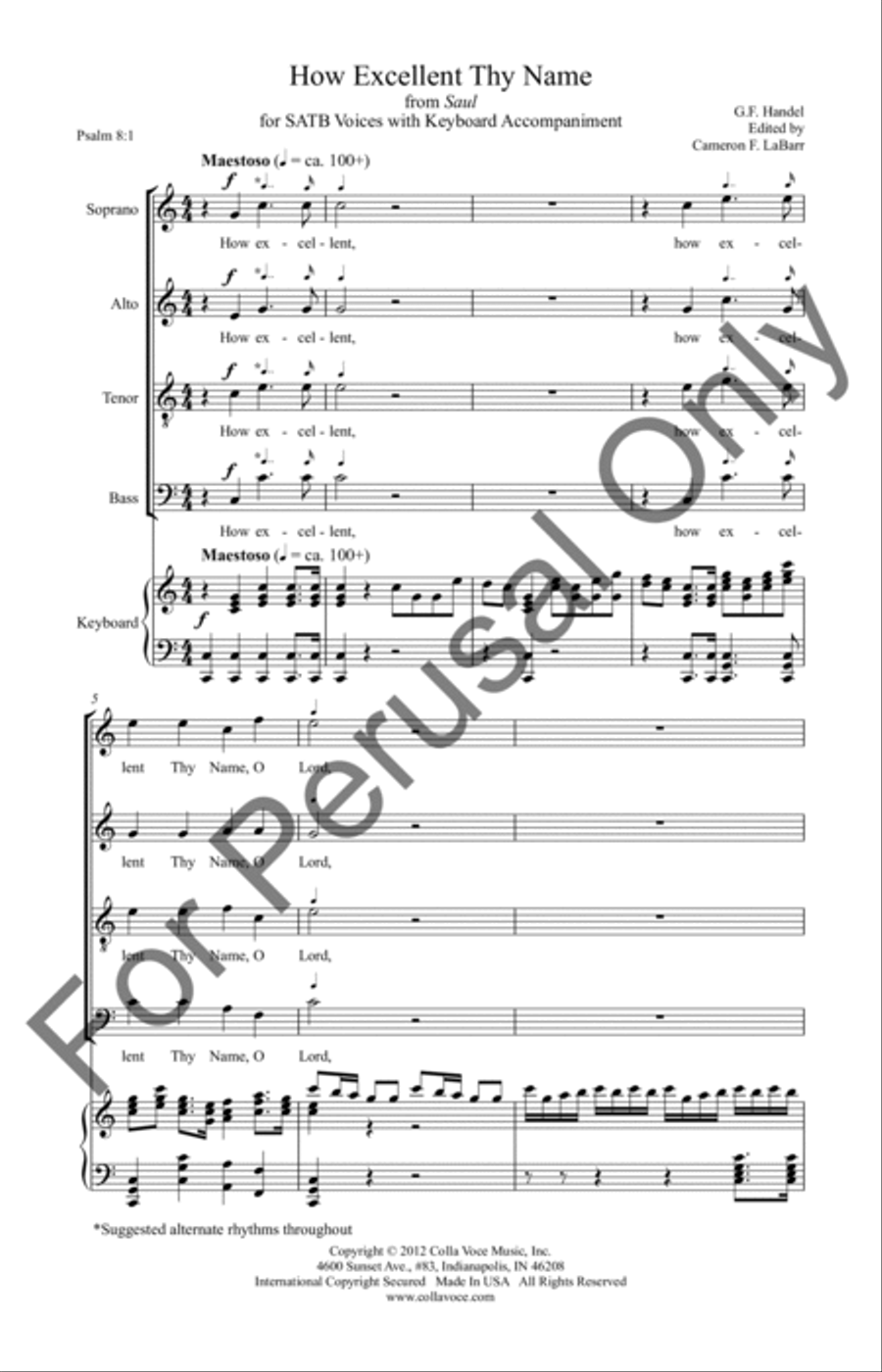 How Excellent Thy Name 4-Part scores gallery preview page 2