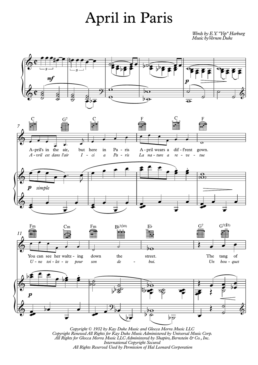 April In Paris Piano, Vocal scores gallery preview page 1