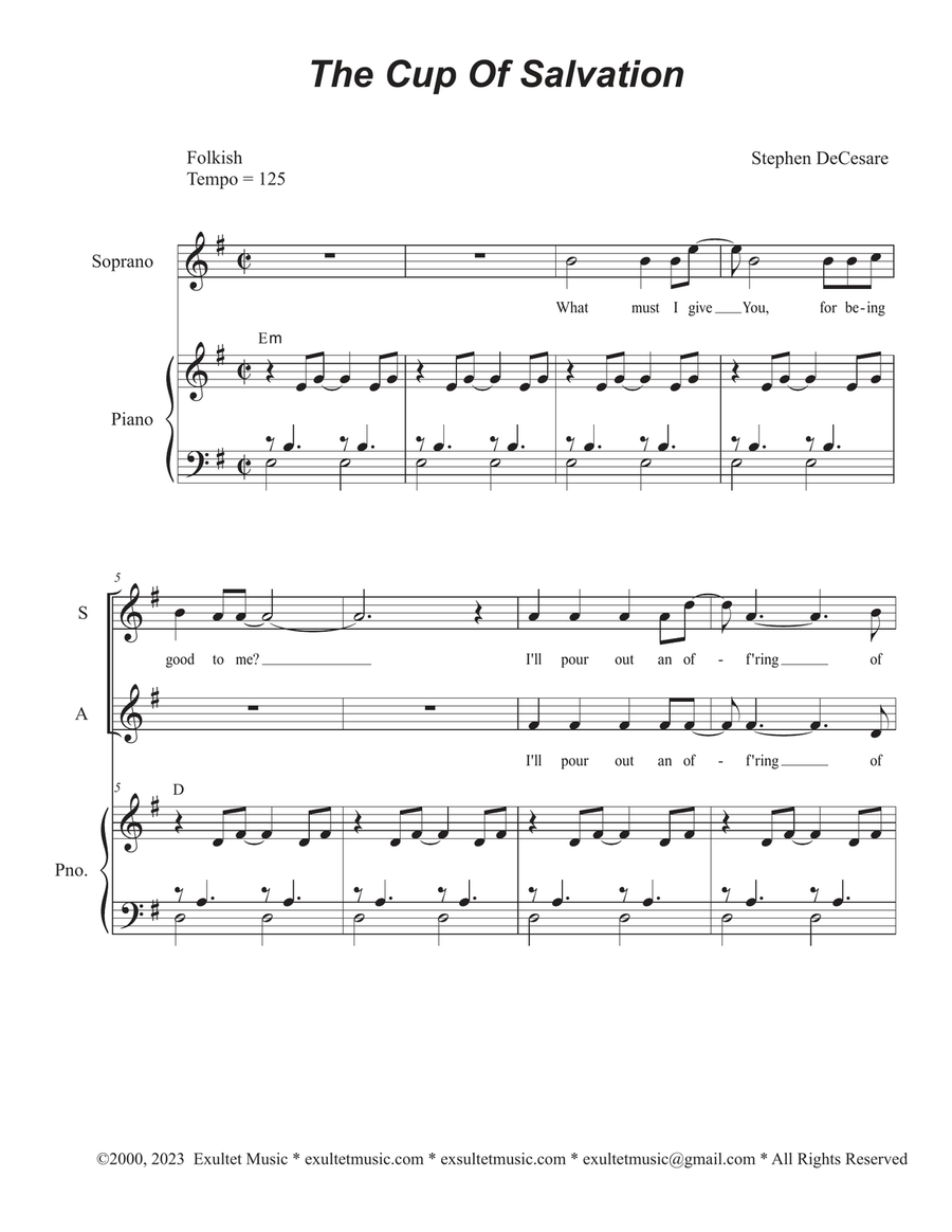 The Cup Of Salvation (Vocal Trio - (SAB) 3-Part scores gallery preview page 1