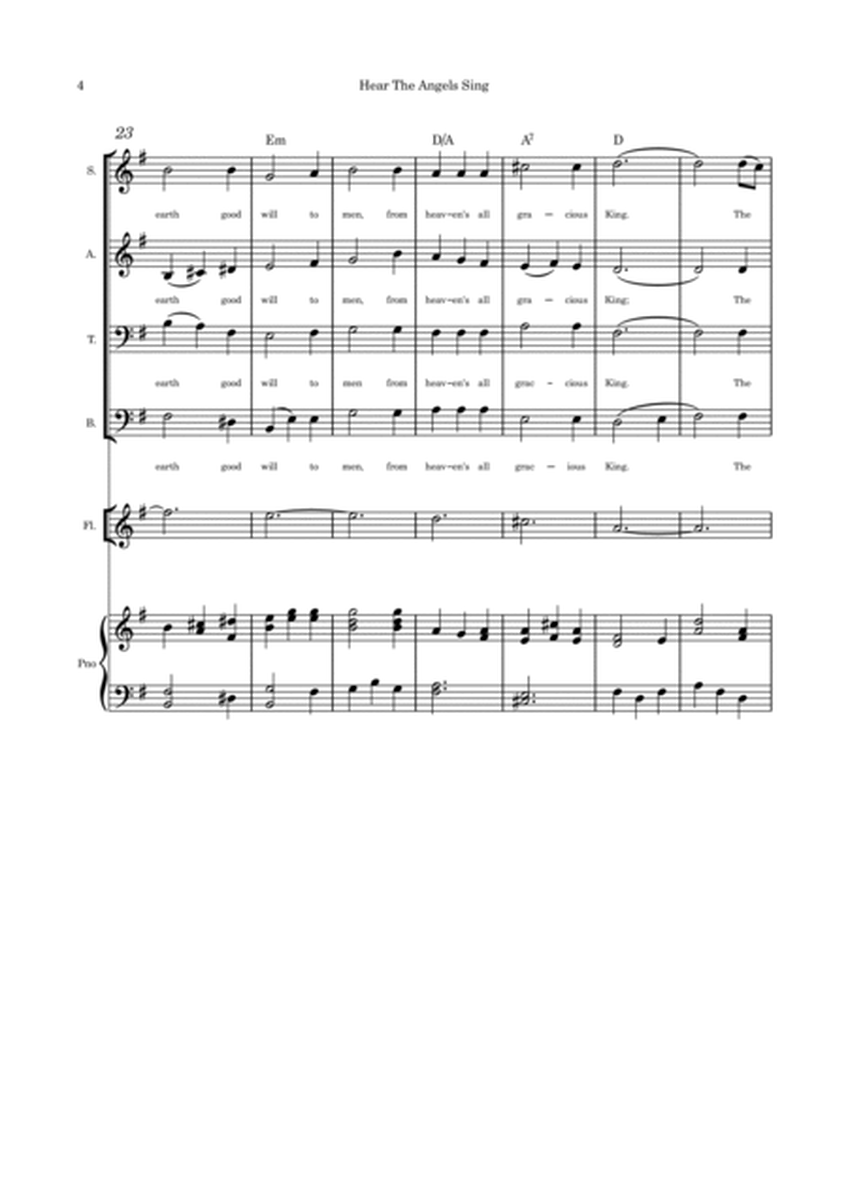 Hear the Angels Sing medley - SATB, flute or cello or violin and piano with parts included image number null