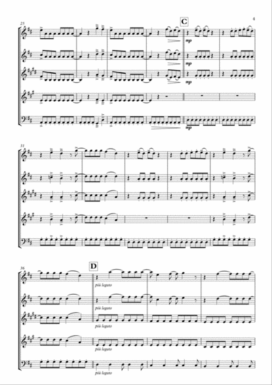 Mamma Mia Mamma Mia Woodwind Quintet scores gallery preview page 5
