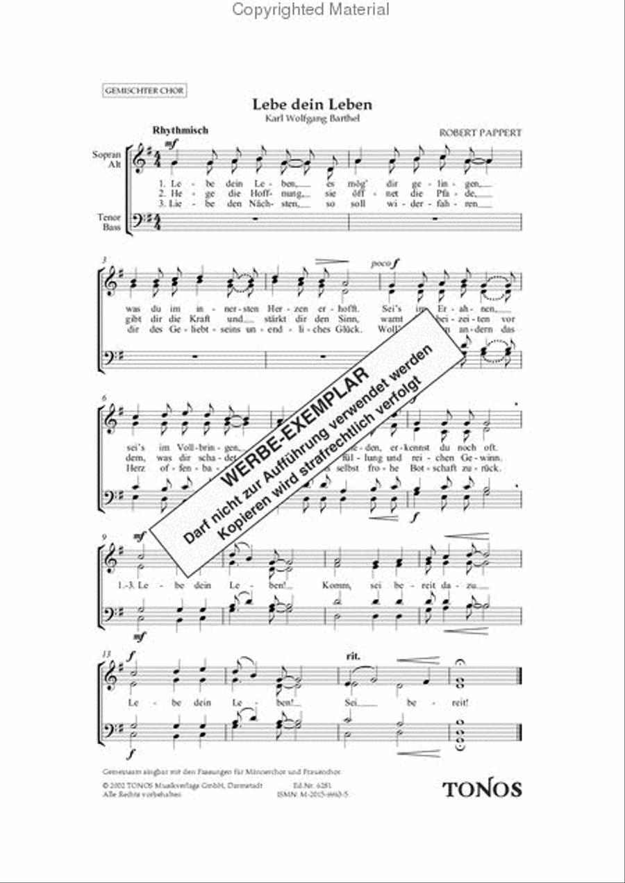 Lebe dein Leben 4-Part scores gallery preview page 2