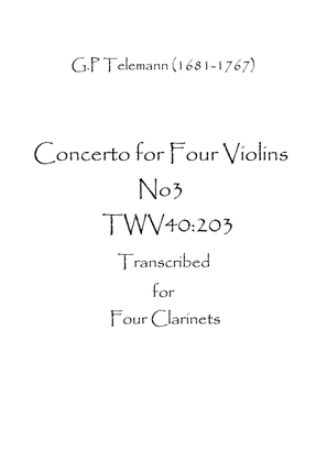Concerto for Four Violins No.3 Transcribed for Four Clarinets