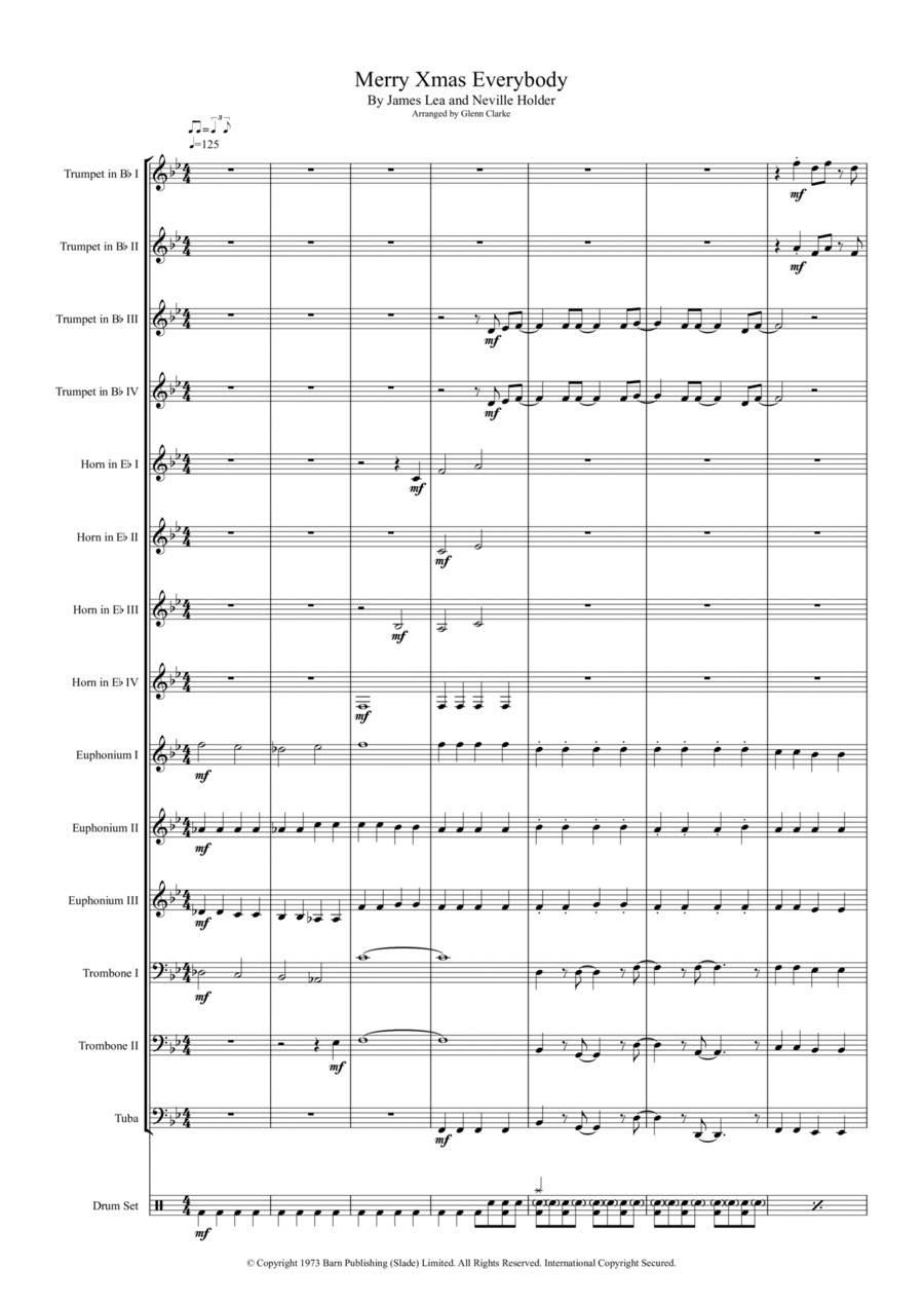 Merry Xmas Everybody Brass Ensemble scores gallery preview page 1