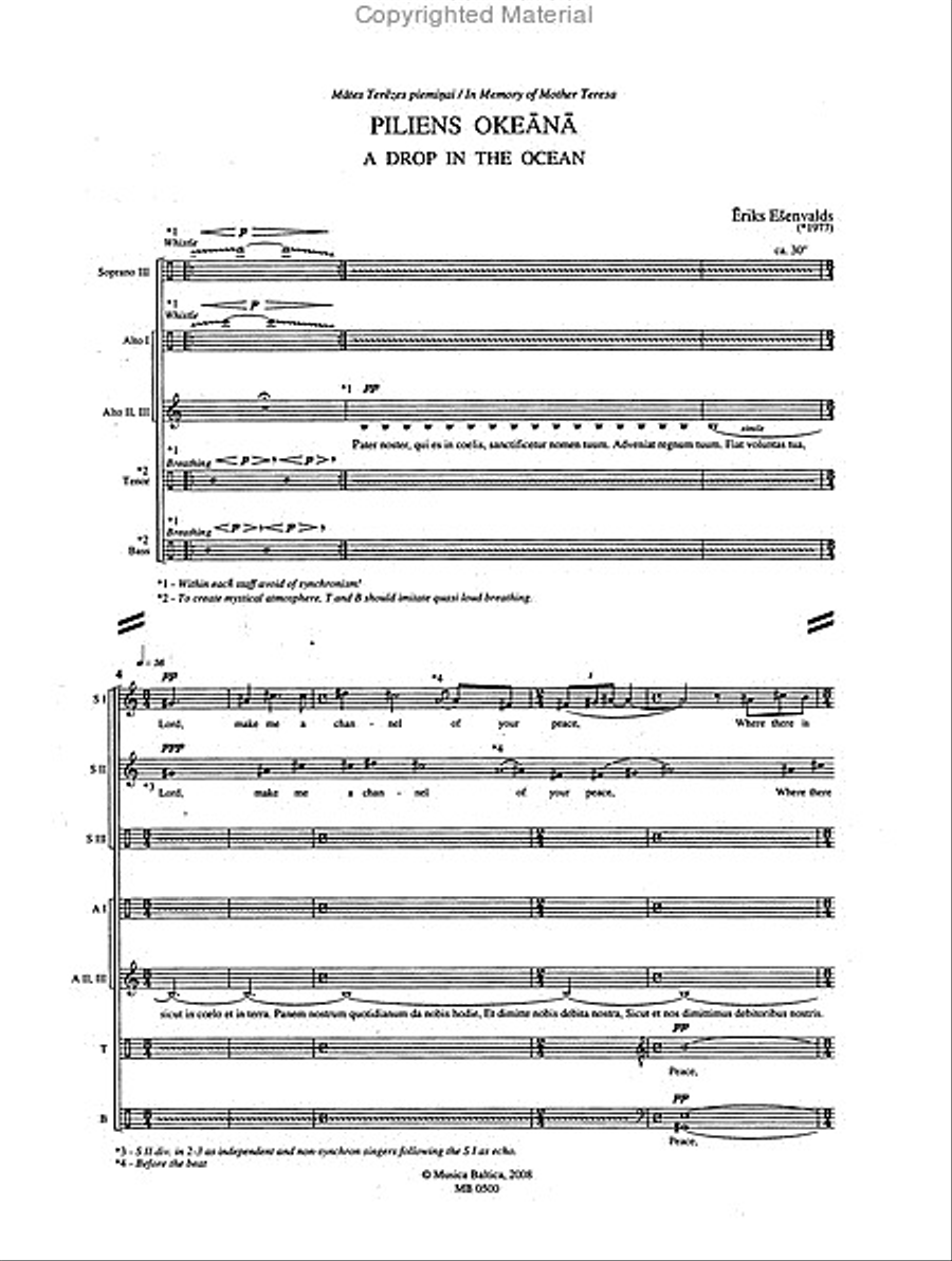 A Drop in the Ocean for SSSAAATTBB Choir Choir scores gallery preview page 2