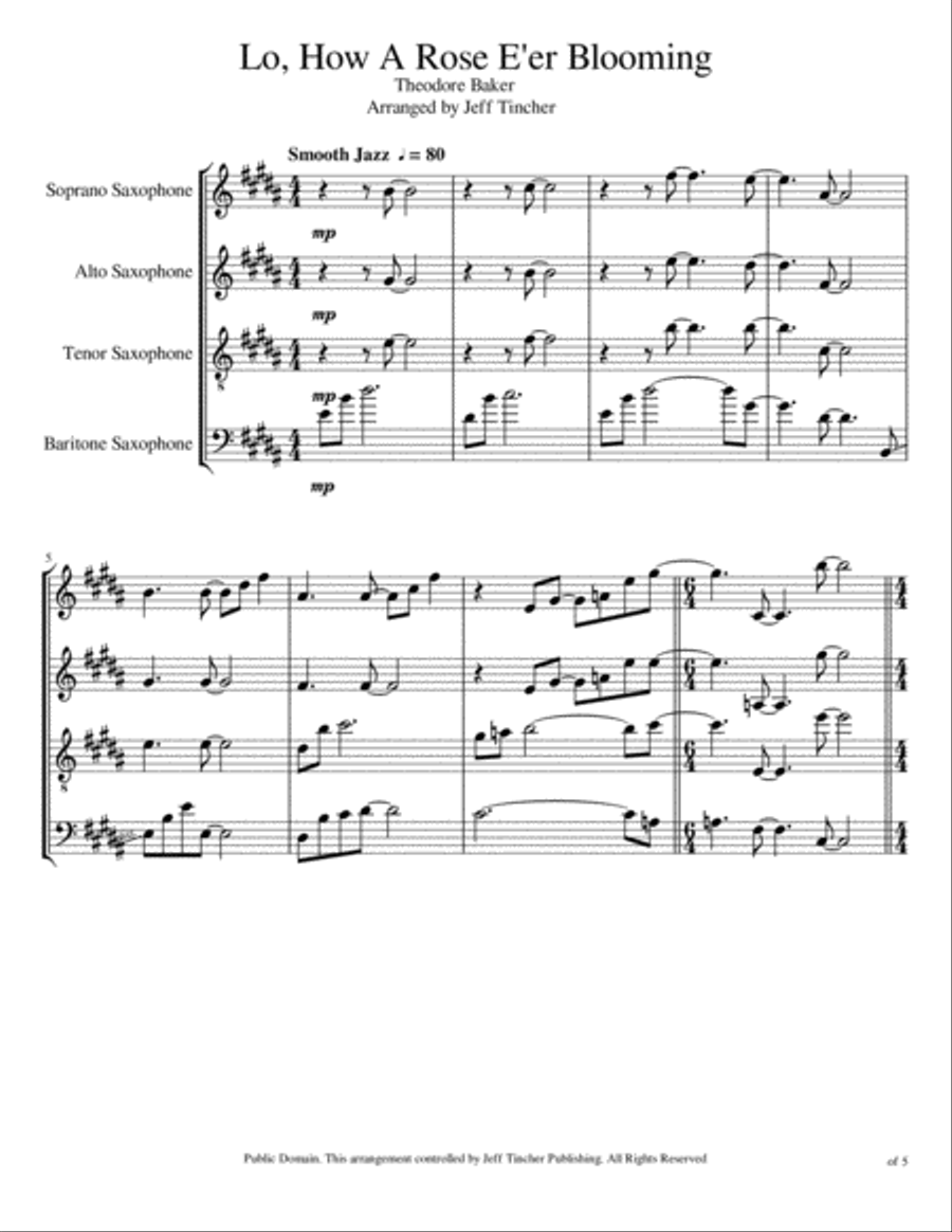 Lo, How A Rose E'er Blooming Woodwind Quartet scores gallery preview page 2