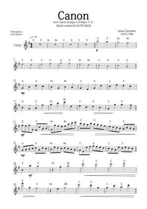"Canon" by Pachelbel - EASY version for FLUTE SOLO.