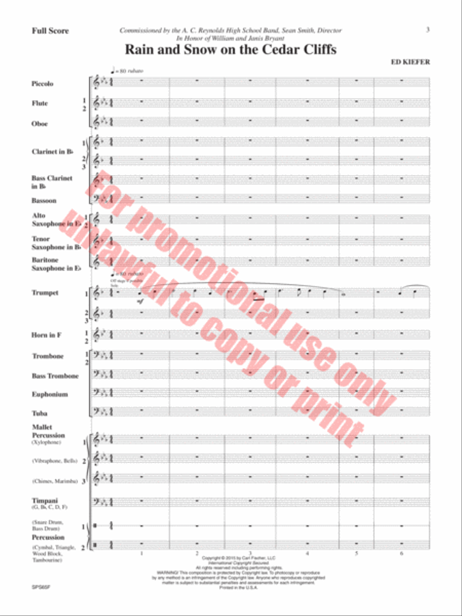 Rain and Snow on the Cedar Cliffs Concert Band scores gallery preview page 4