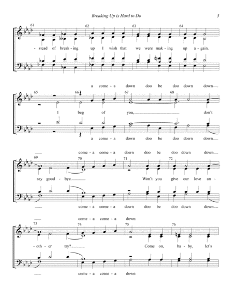 Breaking Up Is Hard To Do (arr. Tom Campbell) 4-Part scores gallery preview page 5