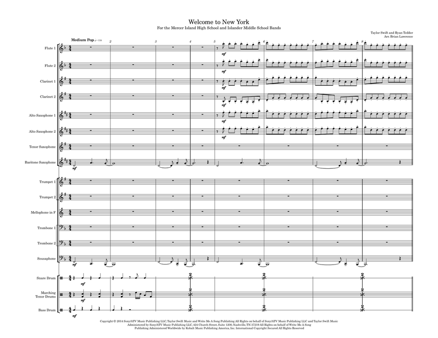 Welcome To New York Marching Band scores gallery preview page 2