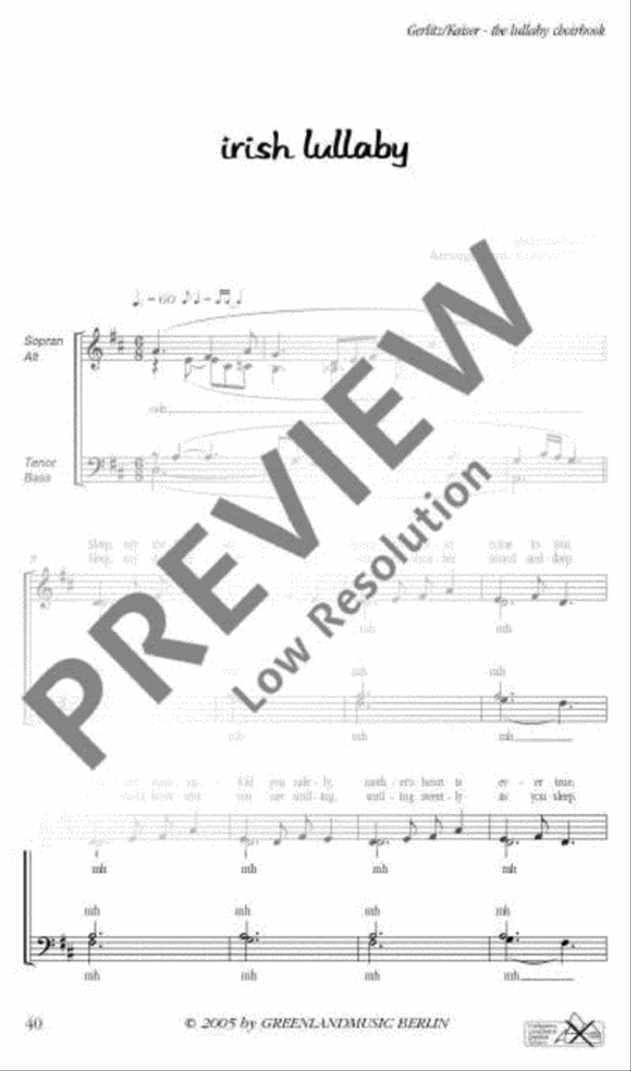Irish Lullaby 4-Part scores gallery preview page 2