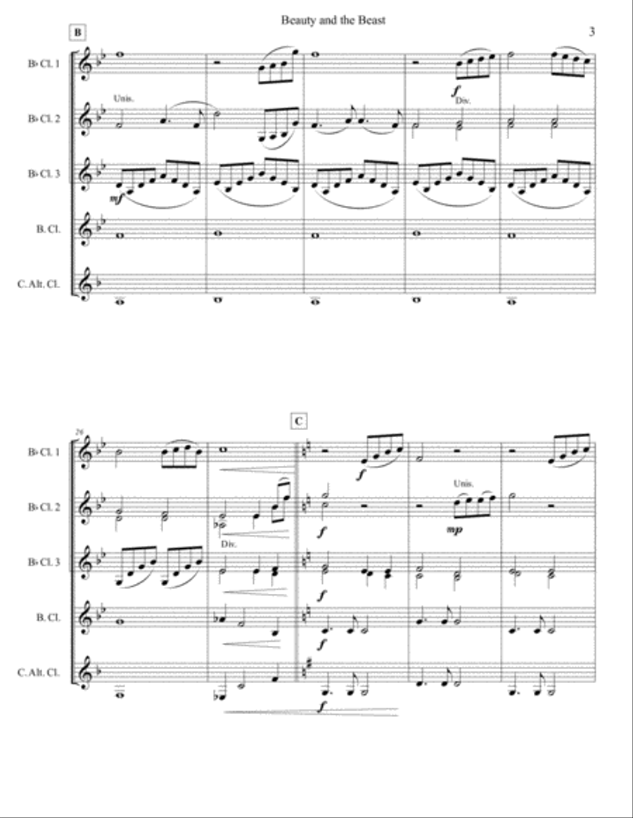 Beauty And The Beast Woodwind Ensemble scores gallery preview page 3