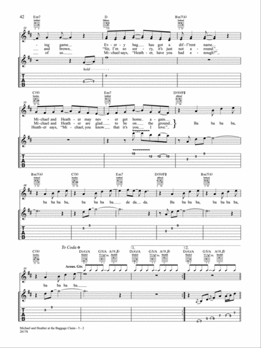 Michael And Heather At The Baggage Claim Guitar Tablature scores gallery preview page 2