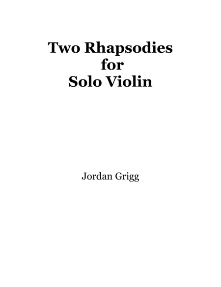Two Rhapsodies for Solo Violin image number null