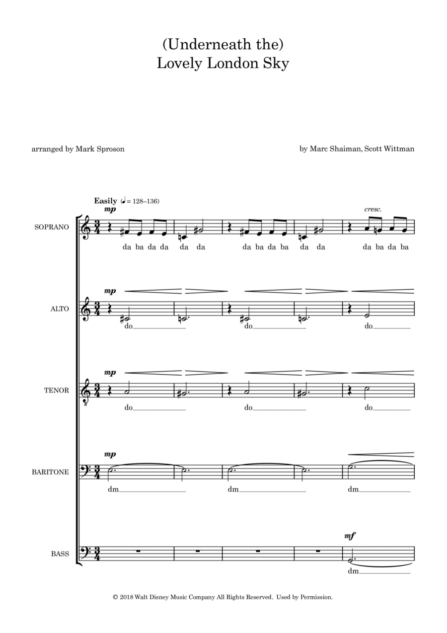 (underneath The) Lovely London Sky A Cappella scores gallery preview page 1