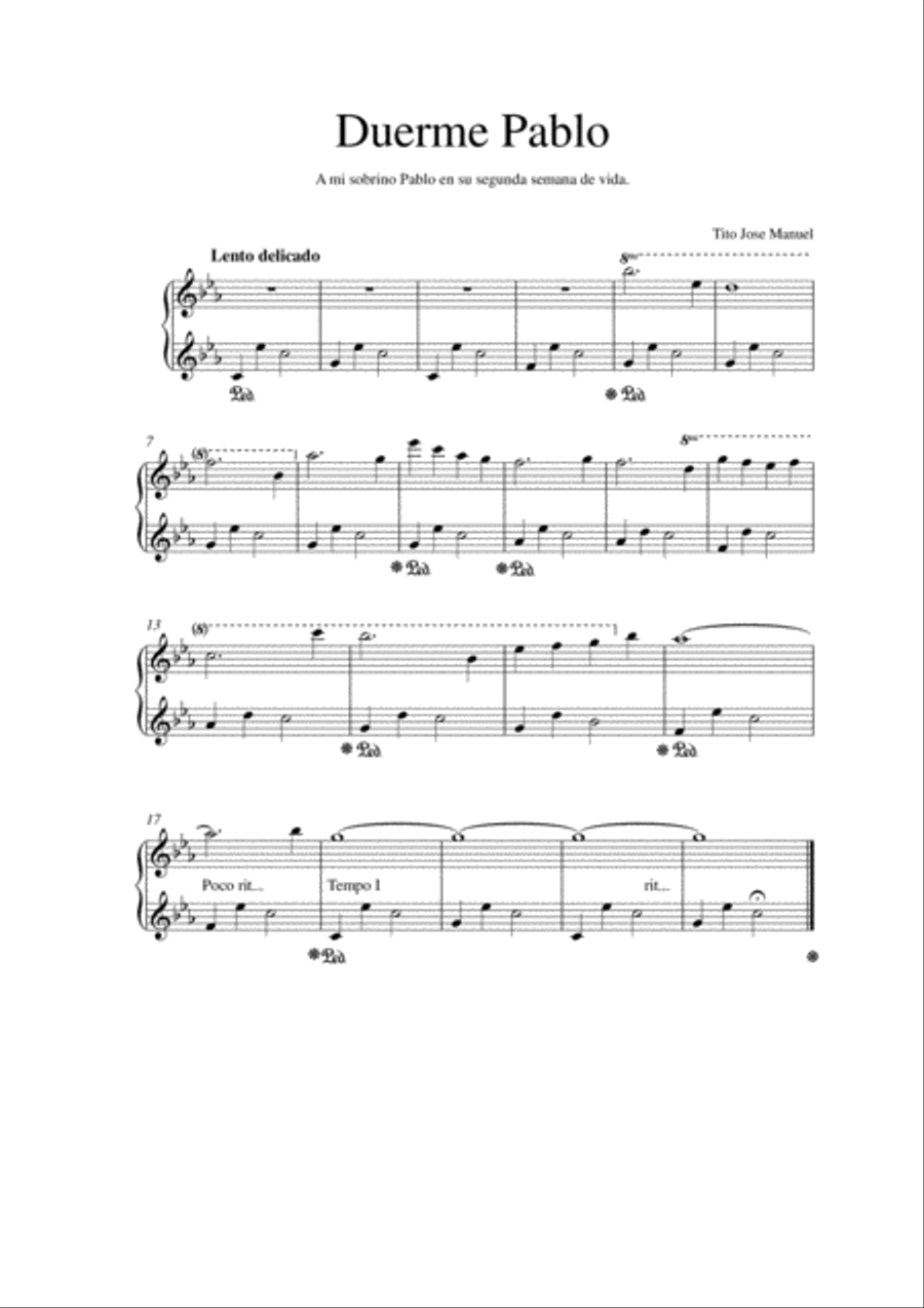 Duerme Pablo (Blanditiae VI) Easy Piano scores gallery preview page 1